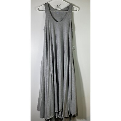#ad Womens Planet Lagenlook Sleeveless Full Skirt Long Dress Gray OS Pima Cotton $67.50