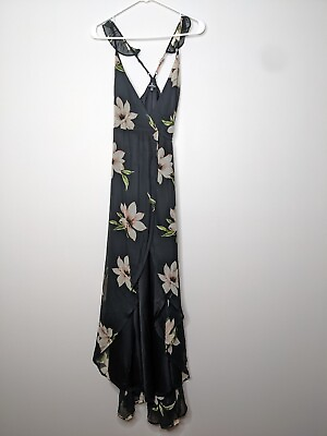 #ad Lulus All Mine Navy Floral Maxi Dress Size Small Wrap Bridal Sleeveless $28.84