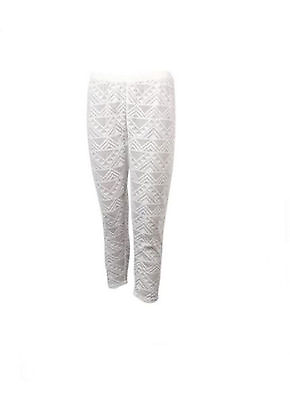 Miken Tapered Crochet Swimsuit Cover Up Pants Sz M Bright White Juniors K19 $11.99