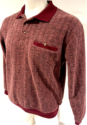 Vtg John Blair Sweater Terry Cloth Velvet Collared Polo LS Shirt Mens M $23.99