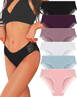 #ad Womens Cotton Underwear Sexy Lace Bikini Panties Low Rise Soft Stretch Ladies Co $18.74