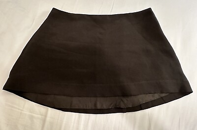 #ad Mirror Palais Women’s 100% Silk Mid Rise Mini Skirt in Noir Black XXS PLS READ $275.00