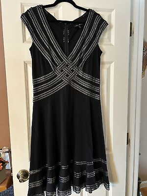 #ad NWT TADASHI Shoji Fit And Flare Black Cocktail Dress XL $100.00