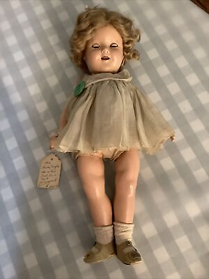 #ad 18” Antique Ideal Compo Shirley Temple Doll 1930’s All Original Dress and pin $90.00