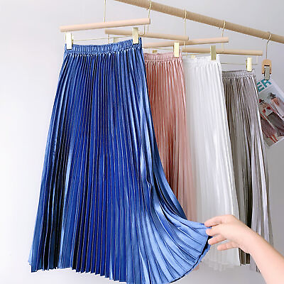 #ad A line Skirt Soft Versatile Skirt with High Waist Solid Color Fine Workmanship $21.96