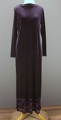 CAROLE LITTLE Dress 8 Purple Velvet Burnout Trim Stretch $22.49