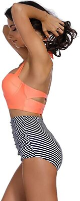 #ad Womens Underwire Molded Cup 2 Piece Bikini High Waisted Swimsuit Small $12.90