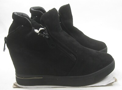 #ad new Black 4quot;hidden Wedge Heel Round Toe zip up Ankle Boots Size 9 $11.69