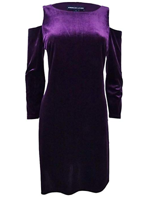 NWT American Living Women#x27;s Aubergine Long Sleeve Sheath Cocktail Dress Size 18 $29.99