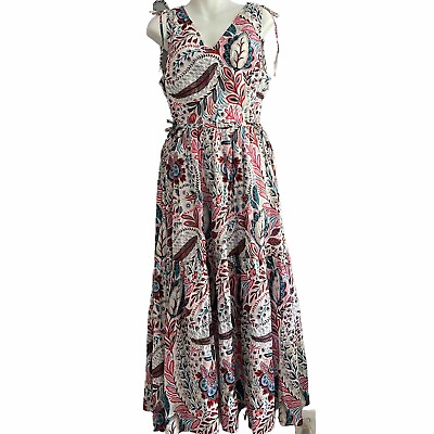 #ad #ad Talbots Voile Maxi Dress Size 12 Womens Multicolor Paisley Layered Cotton New $69.95