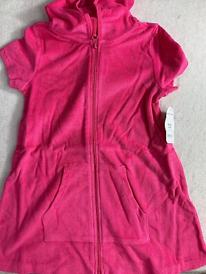 #ad Wonder Nation Girls Small 6 6X Pink Full Zip Hooded Swimwear Cover Up $10.50