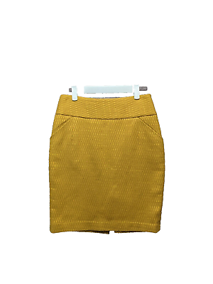 #ad THE LIMITED Women Short Pencil Skirt Business Office Pockets Mustard Sz 0 W 28 $40.00