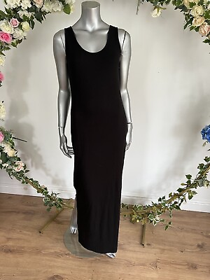 #ad IN THE STYLE Black Maxi Dress Size 16 Recycled Polyester Ribbed Racer Back MW54 GBP 13.99