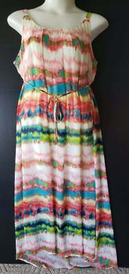 #ad New Direction Woman Plus Size 2X Long Maxi Sun Beach Dress Sleevless Lined Insid $32.15