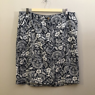 #ad Next Skirt Women UK 18 Tall Blue Floral Linen Blend Pockets Holiday Work Summer GBP 16.65