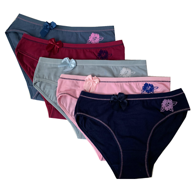 #ad LOT 5 Women Bikini Panties Brief Floral Lace Cotton Underwear Size M L XL #F112 $10.99