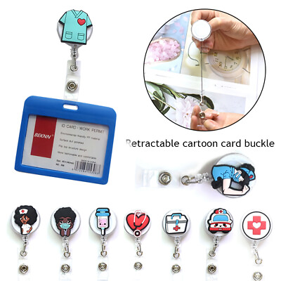 Name Badge Reel Retractable Work Card Clip Medical Worker ID Tag Holder Cute $1.81