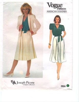 Vogue Pattern 2924 Joseph Picone Jacket Skirt Blouse American Designer 16 Cut $9.99