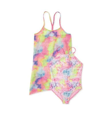#ad Wonder Nation Girls 2 Piece Swimsuit amp; Cover Up Set UPF 50 Size Small 6 6X $17.95