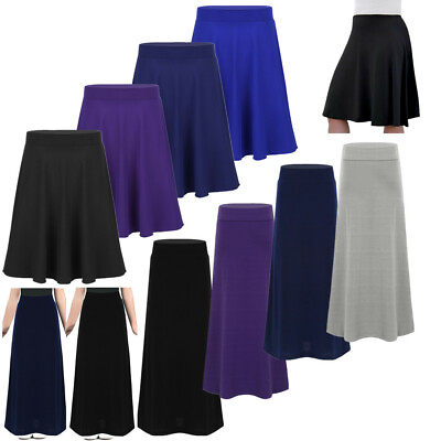 #ad Kids Girls Casual Modest Skirt Knee Full Length Skater Skirts Party School Dress $9.01