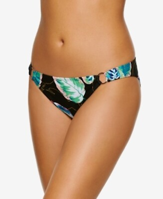 #ad Hula Honey XL Bikini Bottoms Hipster Black Floral Tropical Ring Juniors NEW $5.00