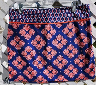#ad Vineyard Vines Women#x27;s Printed Mini Skirt Size 8 Lined Blue Coral White Cotton $20.00