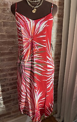 #ad #ad New Express Red White Floral Slip Dress Midi Evening Cocktail Strappy Sleeve S $39.00