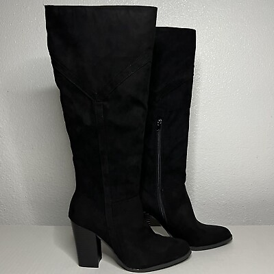 #ad Journee Collection Kylie Wide Calf Black Knee High BootsSize 7.5 $45.99