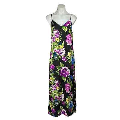 #ad Forever 21 Multi Floral Print Sleeveless Spaghetti Strap Beachwear Maxi Dress S $19.99