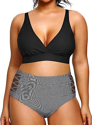 #ad #ad Yonique Womens Plus Size Bikini High Waisted Swimsuits Two Piece Bathing Suits T $102.44