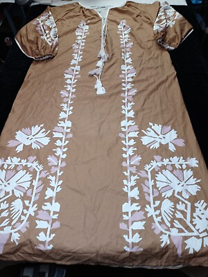 Misslook Brown Floral Maxi Dress Women Size 4XL Ballom long Sleeve $17.09