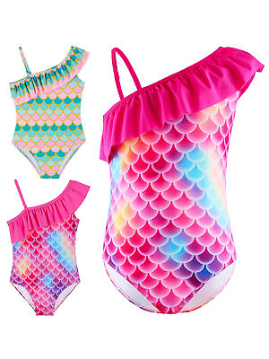 Kids Girls Beachwear Fish Scales Print Swimwear Fashion Swimsuit Gymnastics $14.21