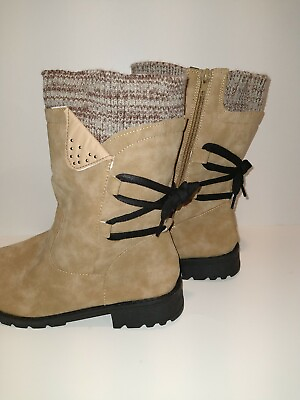 #ad NEW Women’s Faux Suede Tan Boots size 10 $11.45