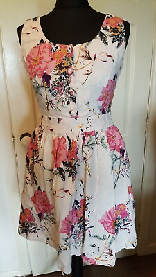 #ad NEXT size 10 floral linen dress GBP 17.99