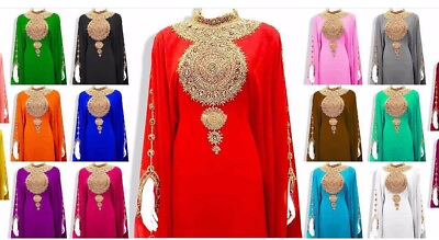 #ad SALE New Moroccan Dubai Kaftans Farasha Abaya Dress Very Fancy Long Gown MS 2027 $54.59