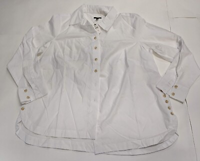 #ad Talbots Women#x27;s Plus Petite Long Sleeve Button Up With Button Side Detail XP $14.39
