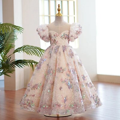#ad Little Girls Long Dress Party Evening Elegant Luxury Ball Gown Kid Pageant Dress $116.49