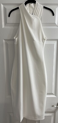 #ad RACHEL ROY M White Halter Neck Knee Length Pencil Skirt Dress b143 $26.00