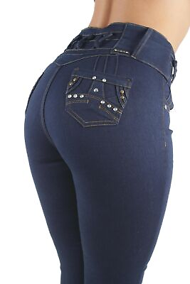 Women#x27;s Plus Juniors Colombian Design Mid Waist Butt Lift Push Up Skinny Jeans $35.99
