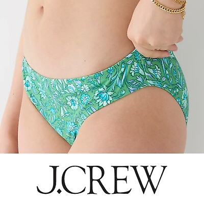 #ad J Crew Full Coverage Bikini Bottoms Womens Size Medium Marigolds Fresh Grass NWT $29.99