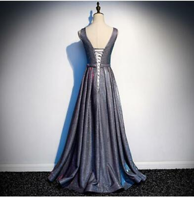 #ad Womens Deep V Glitter Galaxy Long Evening Flared Dress Pretty Cocktail Prom $69.58