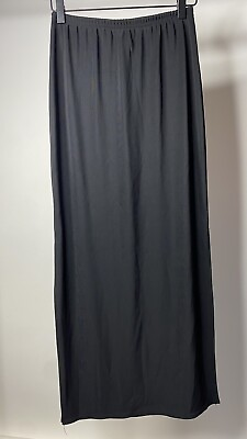 VTG 90s Y2K Straight Slit Midi Skirt Pencil Pull On Women#x27;s Medium PSSST Black $19.99