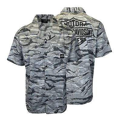 #ad Harley Davidson Men#x27;s Grey Bar amp; Shield Camo Shirt Allover Custom Print S62 C $44.00
