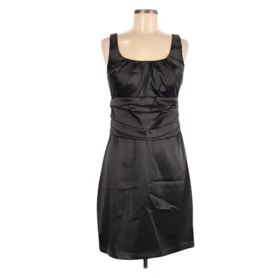 Dressbarn Collection Black Cocktail Dress Size 8 Square Neck Sleeveless Ruching $24.95
