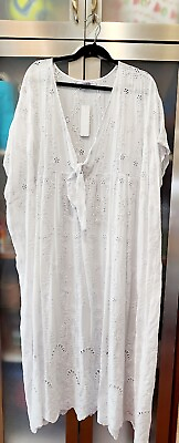#ad  Women’s M to Plus  2X fit white eyelet bathing suit cover up  $49.99