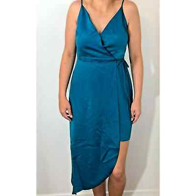 #ad BCBGeneration Cocktail dress Size 4 6 Emerald Green Straps Wrap Side Zip $21.99