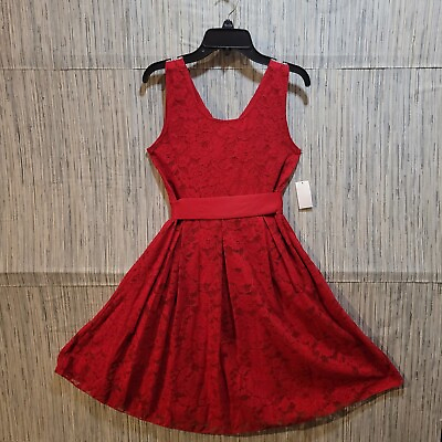 #ad NWT Special Edition Fancy Party Christmas Red Lace Dress Size Medium 10.5 12.5 $18.00