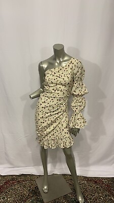 SABO SKIRT One Shoulder Floral Drawstrin Dress Size XS $75.00