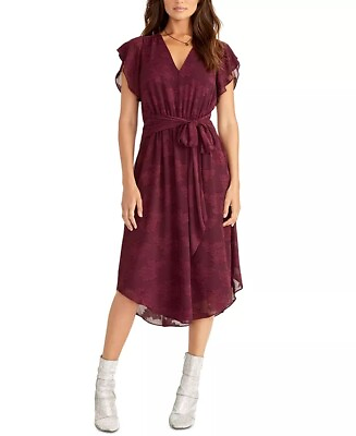 #ad Rachel Roy Women#x27;s Belted Lace Dress Burgundy Size Medium $23.50