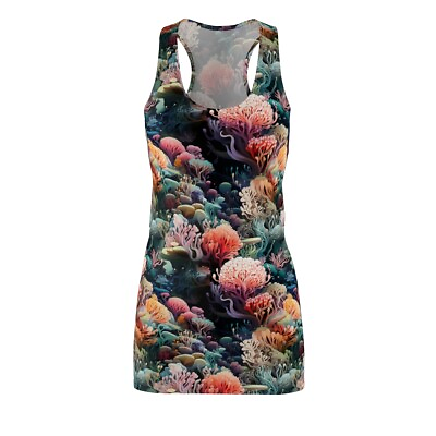 Women#x27;s Racerback Dress All Over Print Hawaiian Tropical Fish Coral Reef Beach $40.00